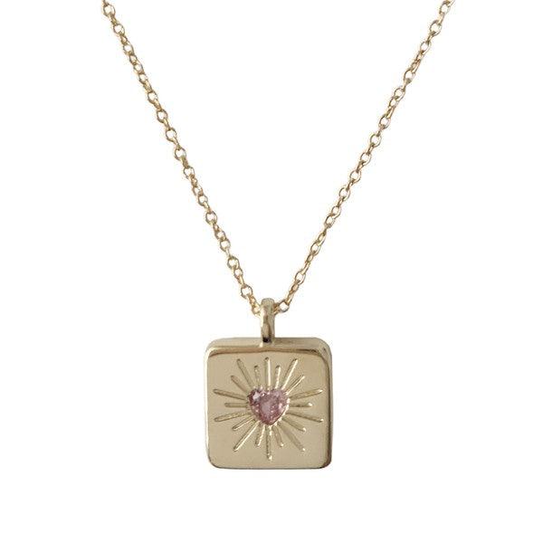 Libi Pink Crystal Heart Necklace - Three Mad Hatters Mercantile 