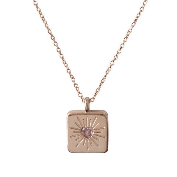 Libi Pink Crystal Heart Necklace - Three Mad Hatters Mercantile 