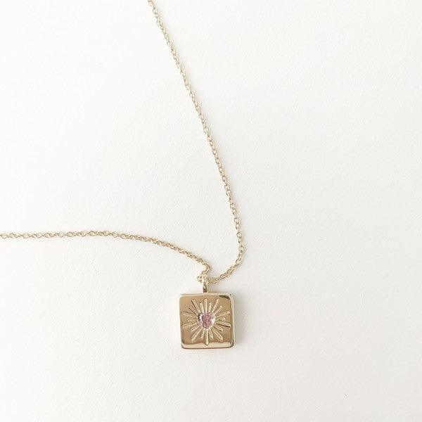 Libi Pink Crystal Heart Necklace - Three Mad Hatters Mercantile 
