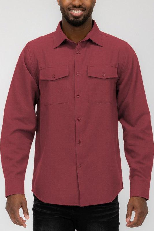 Mens Solid Flannel Shirt - Three Mad Hatters Mercantile 