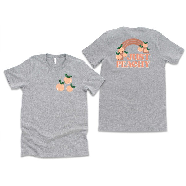 Just Peachy Rainbow Front & Back Graphic Tee graphic t-shirt H Grey XS 