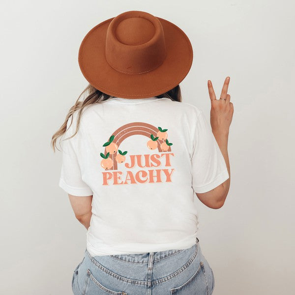 Just Peachy Rainbow Front & Back Graphic Tee graphic t-shirt White Large 