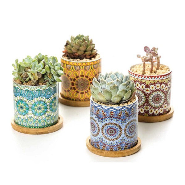 Mandala Planter Set of 4 Platers Set 0f 4   