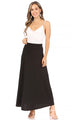 Solid, high waisted, A-line, midi skirt Midi Skirt Black S 