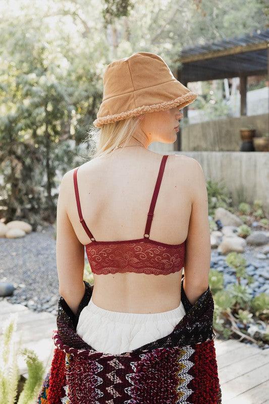 Velvet longline Lace Bralette - Three Mad Hatters Mercantile 