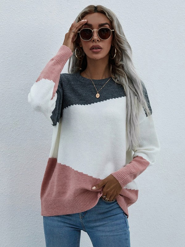 Long Sleeve Round Neck Sweater Womens Sweater   