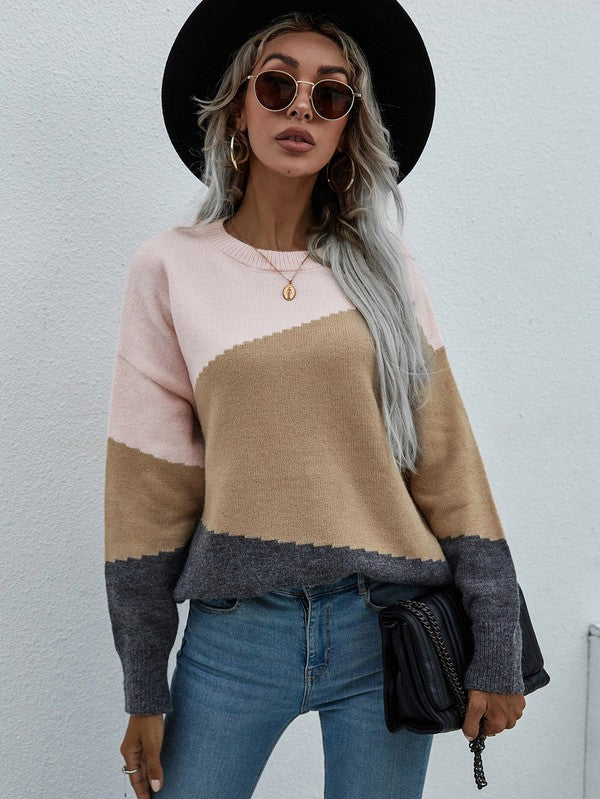 Long Sleeve Round Neck Sweater Womens Sweater   