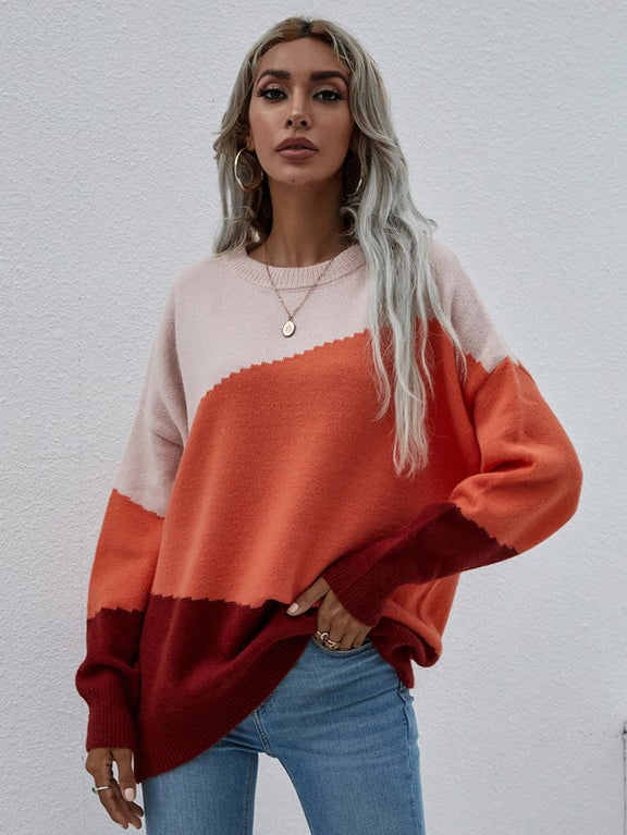 Long Sleeve Round Neck Sweater Womens Sweater   