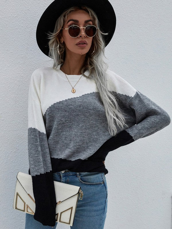 Long Sleeve Round Neck Sweater Womens Sweater   