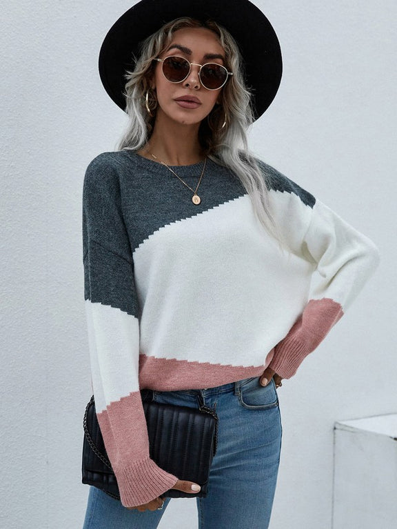 Long Sleeve Round Neck Sweater Womens Sweater   