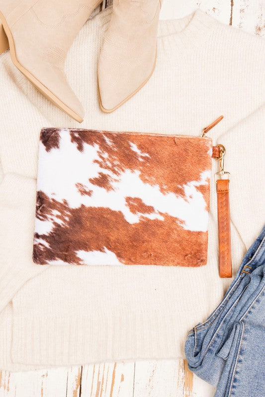 Faux Fur Cow Animal Print Clutch Faux Fur Cow Animal Print Clutch   