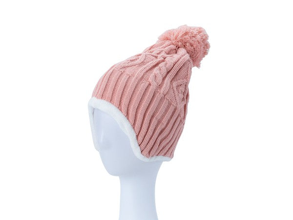 Snug & Stylish Cable Knit Ear Beanie Beanie LRLR/PINK Os 