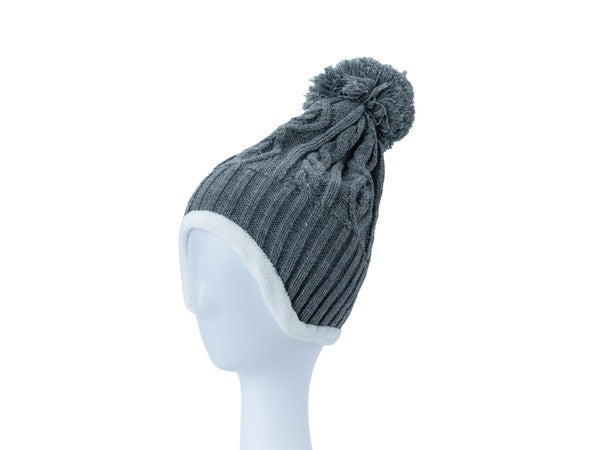 Snug & Stylish Cable Knit Ear Beanie Beanie BDBD/GREY Os 