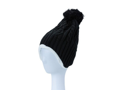 Snug & Stylish Cable Knit Ear Beanie Beanie BKBK/BLACK Os 