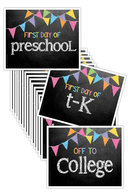 First & Last Days of School Photo Prop Signs Prop Signs Pastel Pennant Flags One Size 