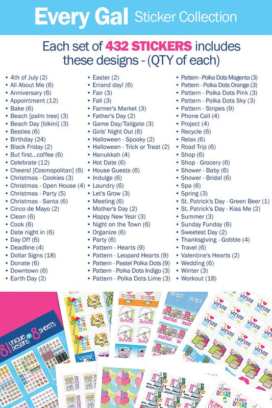 Every Gal Planner Sticker Set 432-Count Assorted Planner Stickers   