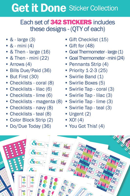 Get it Done Planner Sticker Set 342-Count Assorted Planner Stickers   