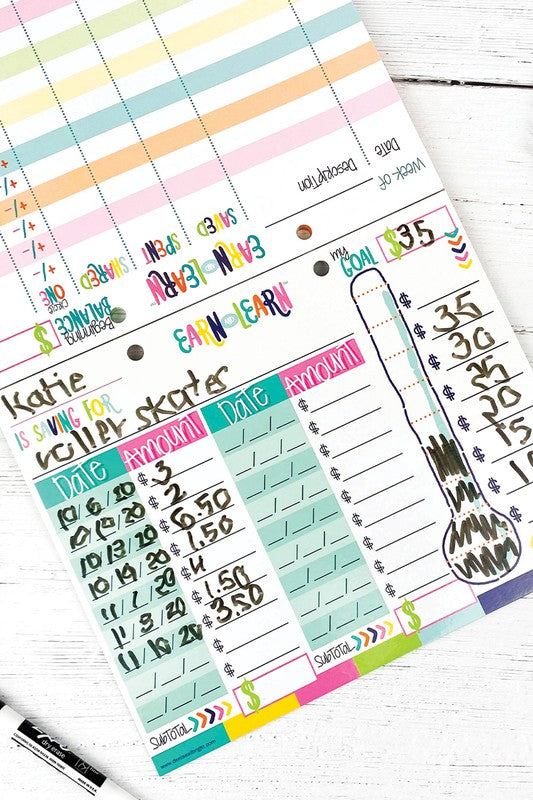 Earn & Learn Kids' Chore Chart Money Management Chore Chart   