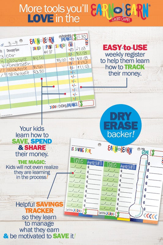 Earn & Learn Kids' Chore Chart Money Management Chore Chart   