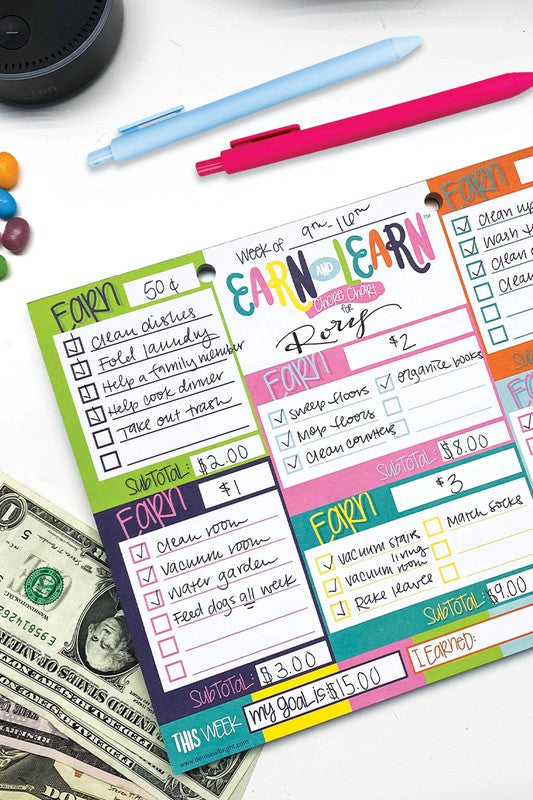 Earn & Learn Kids' Chore Chart Money Management Chore Chart   