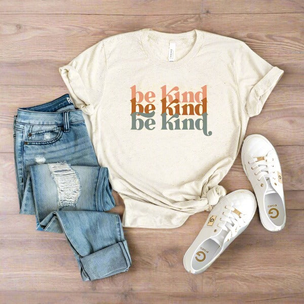 Be Kind Boho Short Sleeve Graphic Tee graphic t-shirt Oatmeal XS 