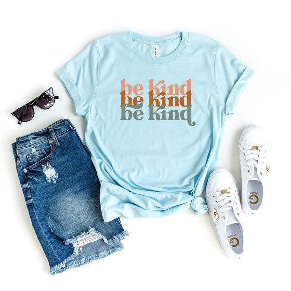 Be Kind Boho Short Sleeve Graphic Tee graphic t-shirt Ice Blue Large 