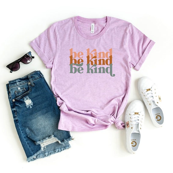 Be Kind Boho Short Sleeve Graphic Tee graphic t-shirt Lilac XS 