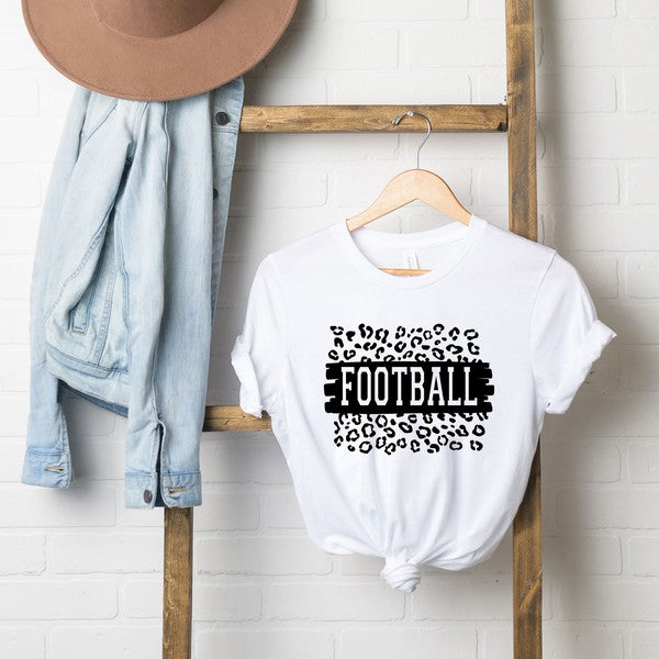 Football Leopard Short Sleeve Graphic Tee graphic t-shirt White Large 