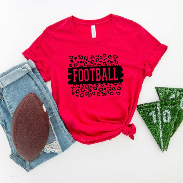 Football Leopard Short Sleeve Graphic Tee graphic t-shirt Red XS 