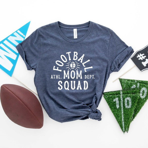 Football Mom Squad Short Sleeve Graphic Tee graphic t-shirt Heather Navy XS 