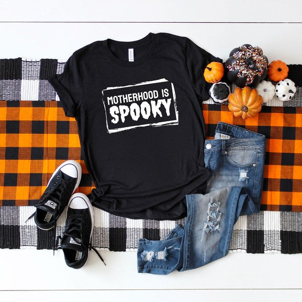 Motherhood Is Spooky Short Sleeve Graphic Tee graphic t-shirt Black XS 