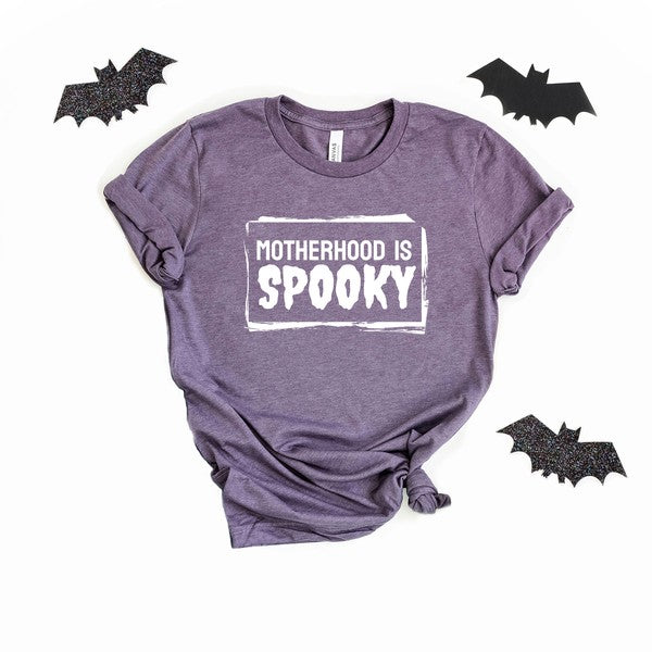 Motherhood Is Spooky Short Sleeve Graphic Tee graphic t-shirt Purple XS 