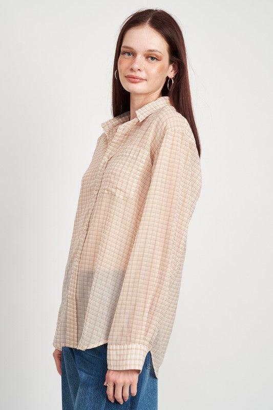 Boyfriend Button-Up Flannel – Lightweight & Sheer Layers Long Sleeve Shirt