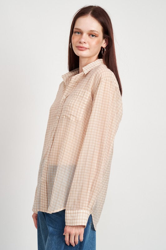 BUTTON UP BOYFRIEND FLANNEL Long Sleeve Shirt   