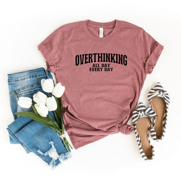 Overthinking All Day Short Sleeve Graphic Tee graphic t-shirt Mauve XS 