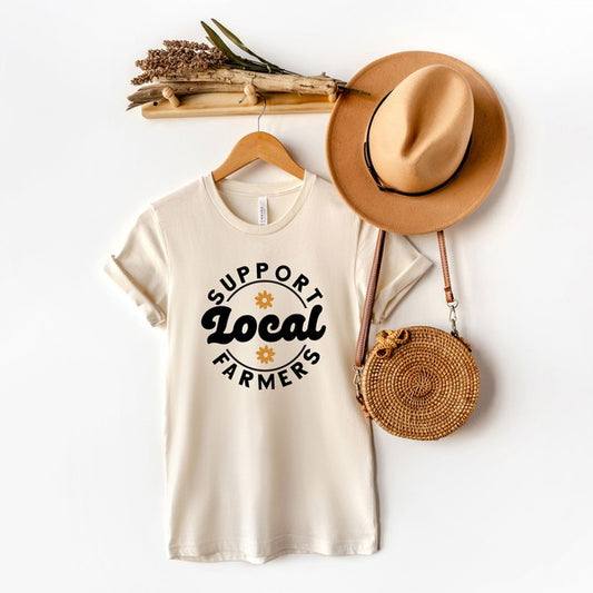 Support Local Farmers Short Sleeve Graphic Tee graphic t-shirt Cream XS 