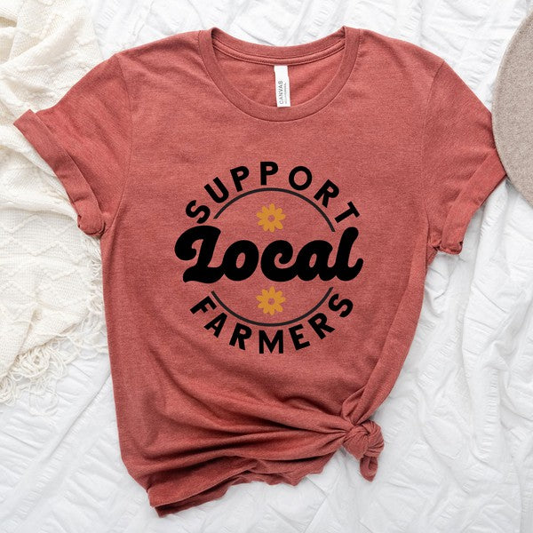 Support Local Farmers Short Sleeve Graphic Tee graphic t-shirt Rust XS 