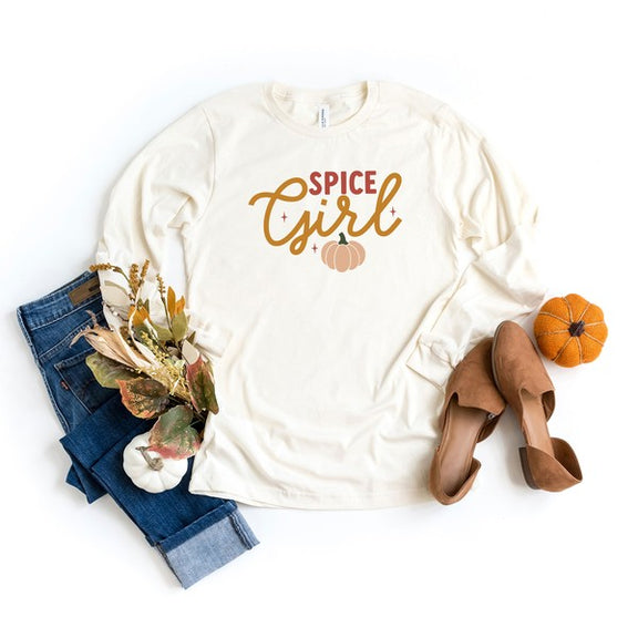 Spice Girl Pumpkin Long Sleeve Graphic Tee graphic t-shirt Cream XS 