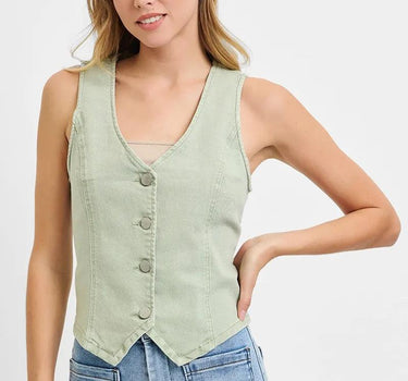 RISEN V Neck Button Down Vest