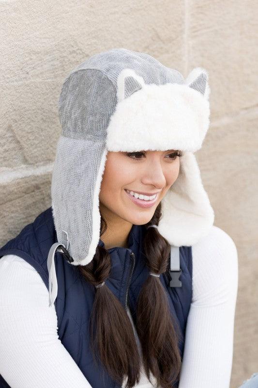 Purrfectly Cozy Kitten Ear Trapper Hat - Three Mad Hatters Mercantile 