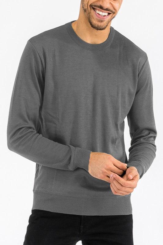 Solid Color Round Neck Sweater - Three Mad Hatters Mercantile 