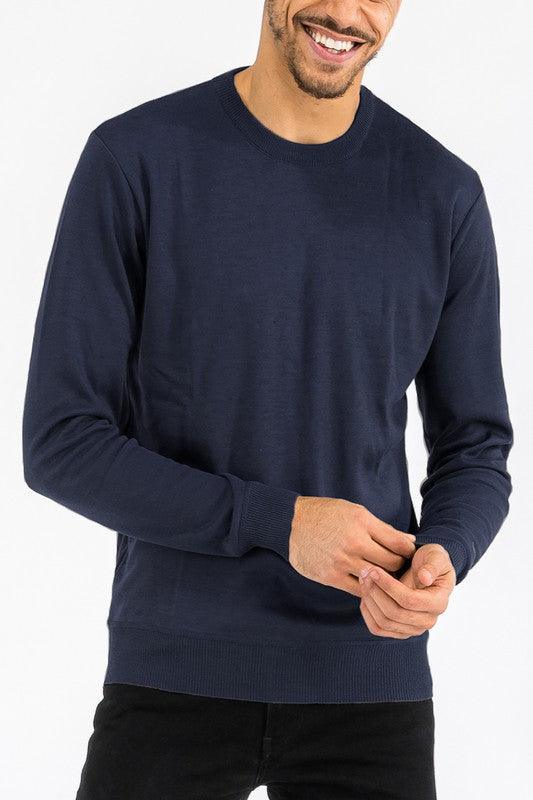 Solid Color Round Neck Sweater - Three Mad Hatters Mercantile 