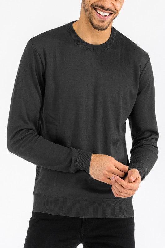 Solid Color Round Neck Sweater - Three Mad Hatters Mercantile 