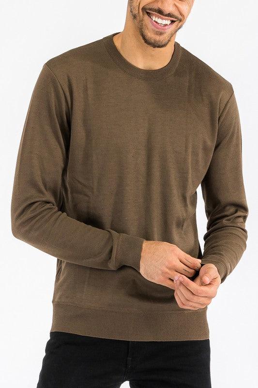 Solid Color Round Neck Sweater - Three Mad Hatters Mercantile 
