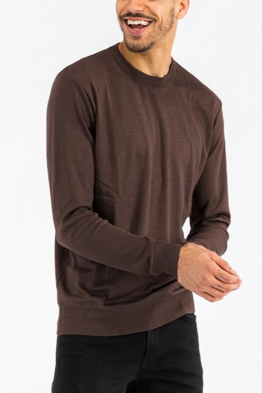 Solid Color Round Neck Sweater - Three Mad Hatters Mercantile 