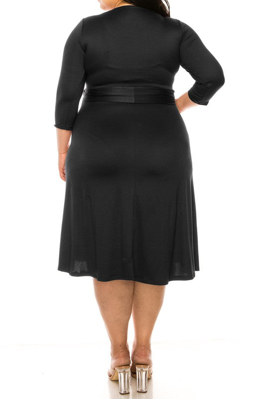 Plus size, solid faux wrap dress Wrap Dress   