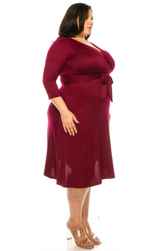 Plus size, solid faux wrap dress Wrap Dress   