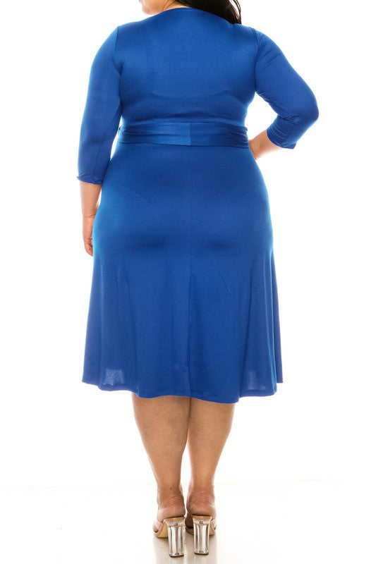 Plus size, solid faux wrap dress Wrap Dress   