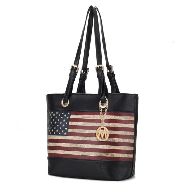 MKF Collection Vera Flag Pattern Tote Bag by Mia k Tote Bag Black One Size 