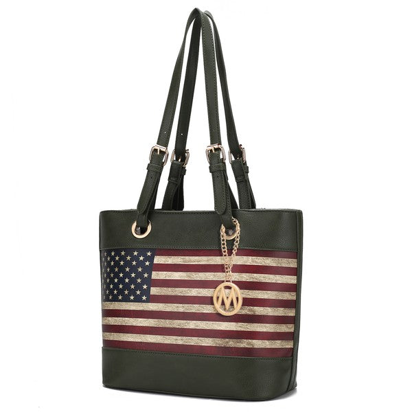 MKF Collection Vera Flag Pattern Tote Bag by Mia k Tote Bag Green One Size 